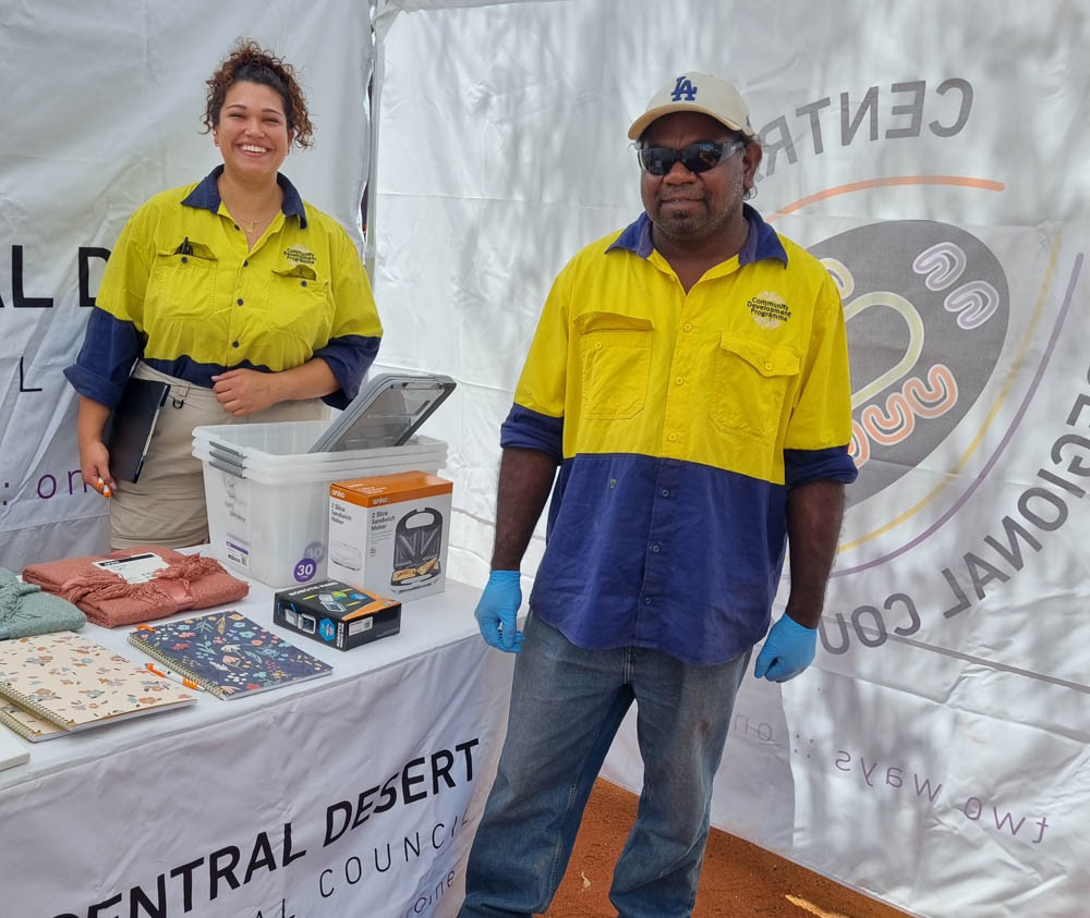 Natassia Ludowyke and Richard Glen at the Career Expo tent.