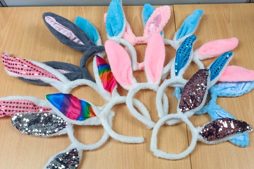 Easter Bunny headbands for prizes.