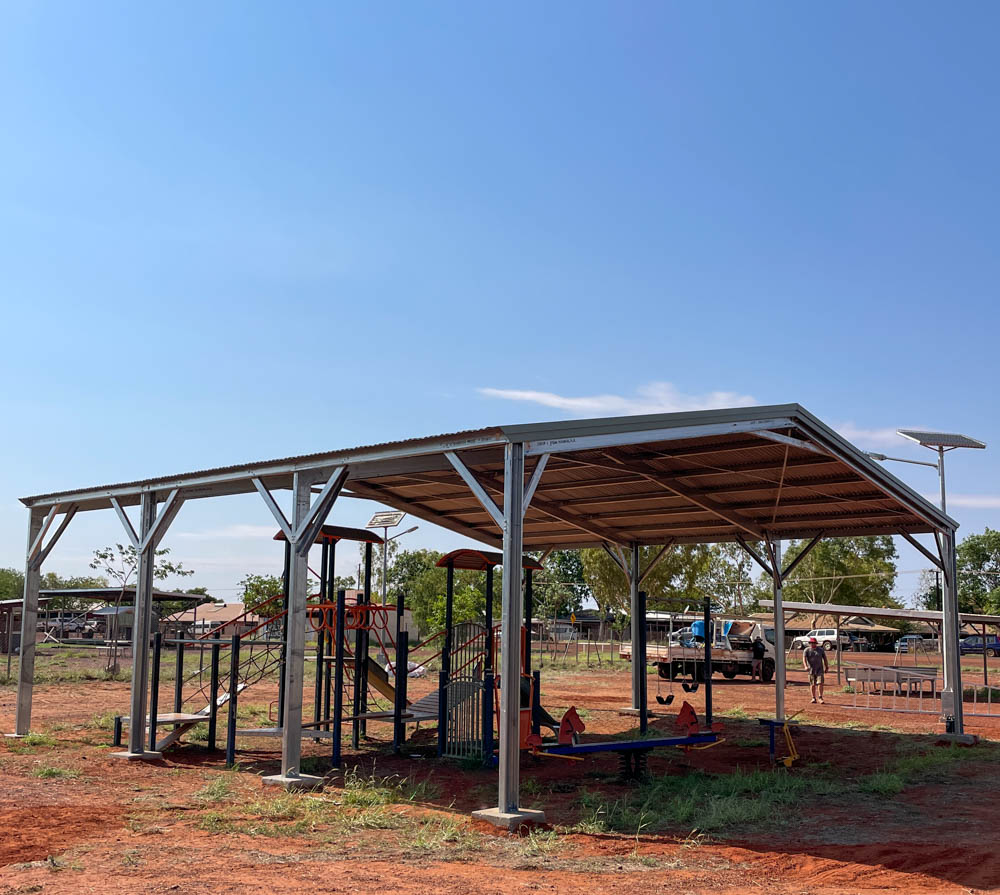 The shade structure in Lajamanu.