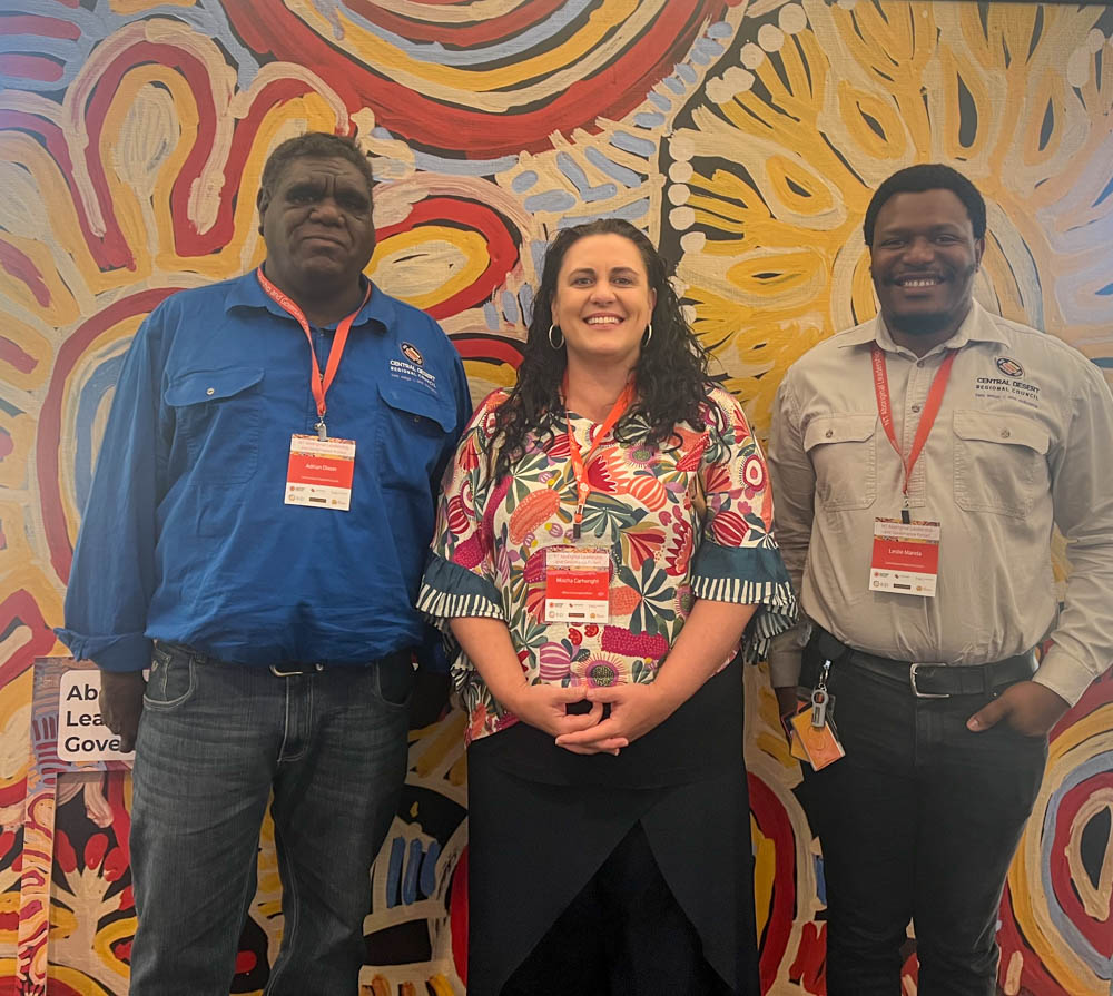 President Adrian Dixon, Mischa Cartwright, Executive Director - Office of Aboriginal Affairs, and CEO Leslie Manda, at the Aboriginal Leadership and Governance Forum.