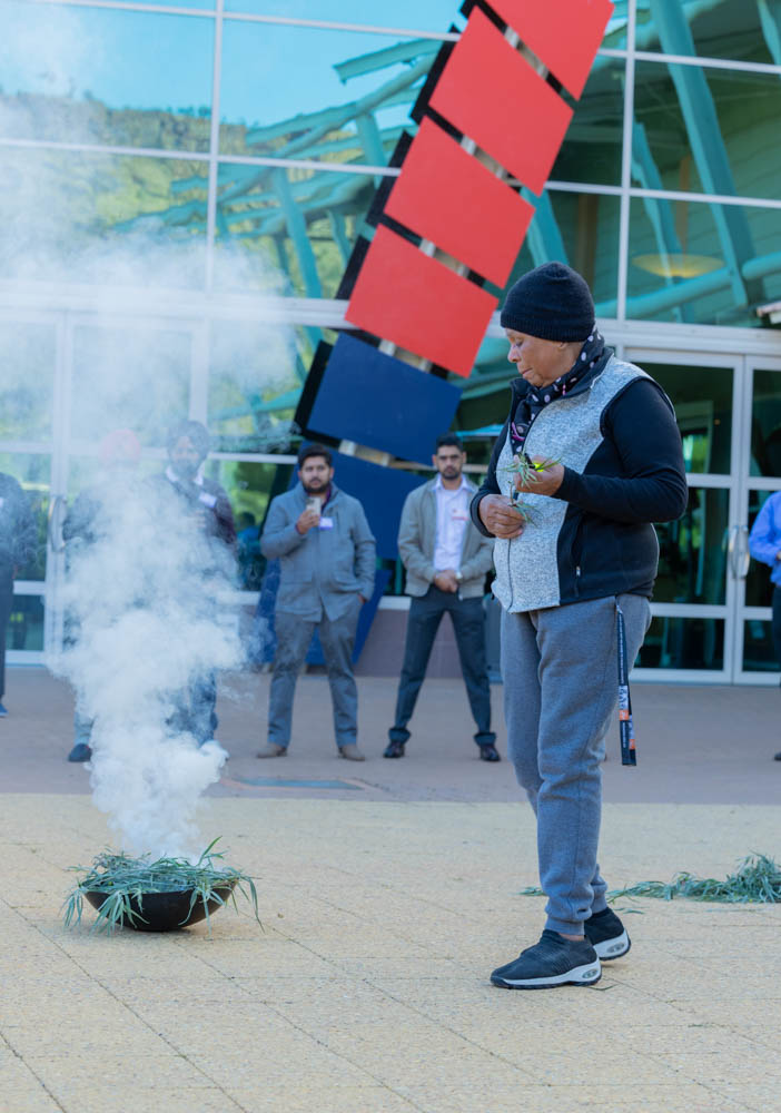 Rosalie Kumalie Riley performed a Welcome to Country and Smoking Ceremony.