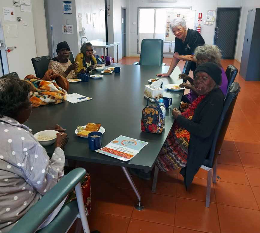 The Aged Care clients of Lajamanu enjoying breakfast at the centre