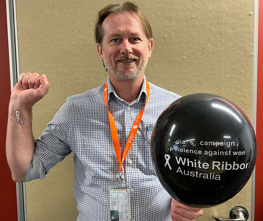 Karl Chandler, Senior Risk and WHS Coordinator, one of the men from CDRC supporting White Ribbon Day.