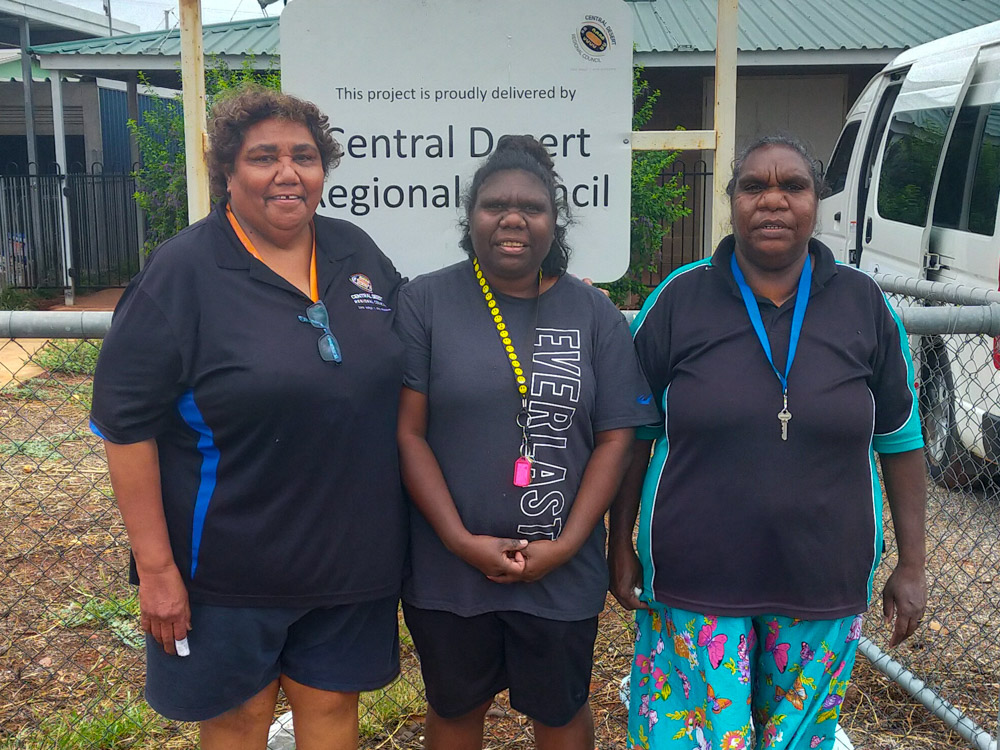 Edna Snape, Cherise Moore and Selina Gorey in front of the Wilora Aged Care Centre