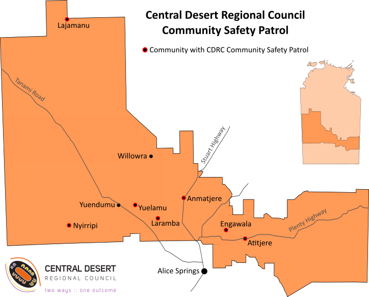 CDRC Map with main roads and NT and safety patrol