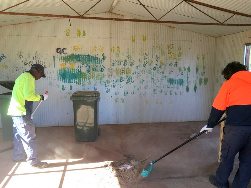 CDP participants cleaning up the Wilora men’s shed.