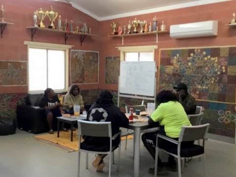 The Engawala staff enjoying their breakfast before the CDRC all staff meeting
